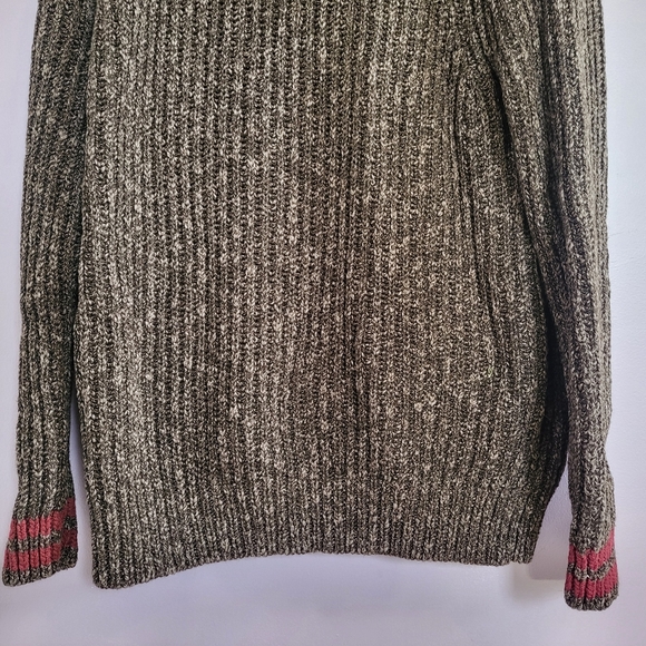 L.L. Bean Signature Wool Cotton Blend Brown Heavy Chunky Knit Mock Neck Sweater - Picture 4 of 10